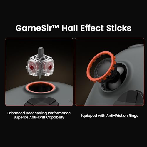 GameSir Nova Lite 2 Wireless PC Controller with Hall Effect Joysticks & Triggers  2 4G & Wired 1000Hz Polling Rate  Remappable Buttons   Compatible with PC/Switch/Steam/Android  Grey 