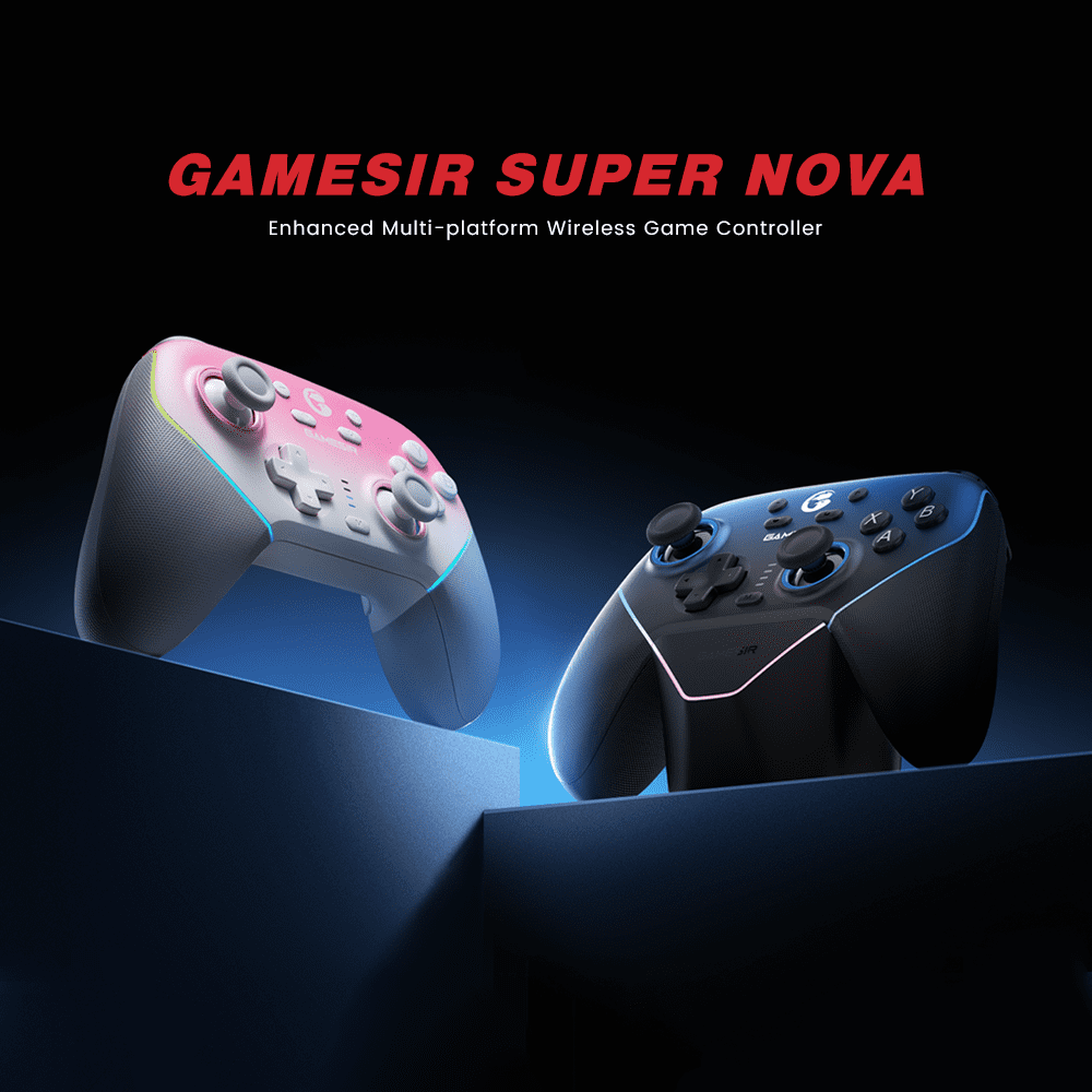 GameSir Super Nova Multi platform Wireless Gaming Controller for PC/Switch/iOS/Android with Smart Auto Start Stop Charging Dock Whipped Pink Version 