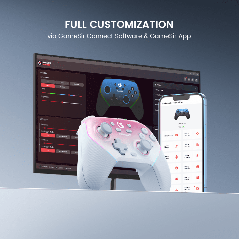 GameSir Super Nova Multi platform Wireless Gaming Controller for PC/Switch/iOS/Android with Smart Auto Start Stop Charging Dock Whipped Pink Version 