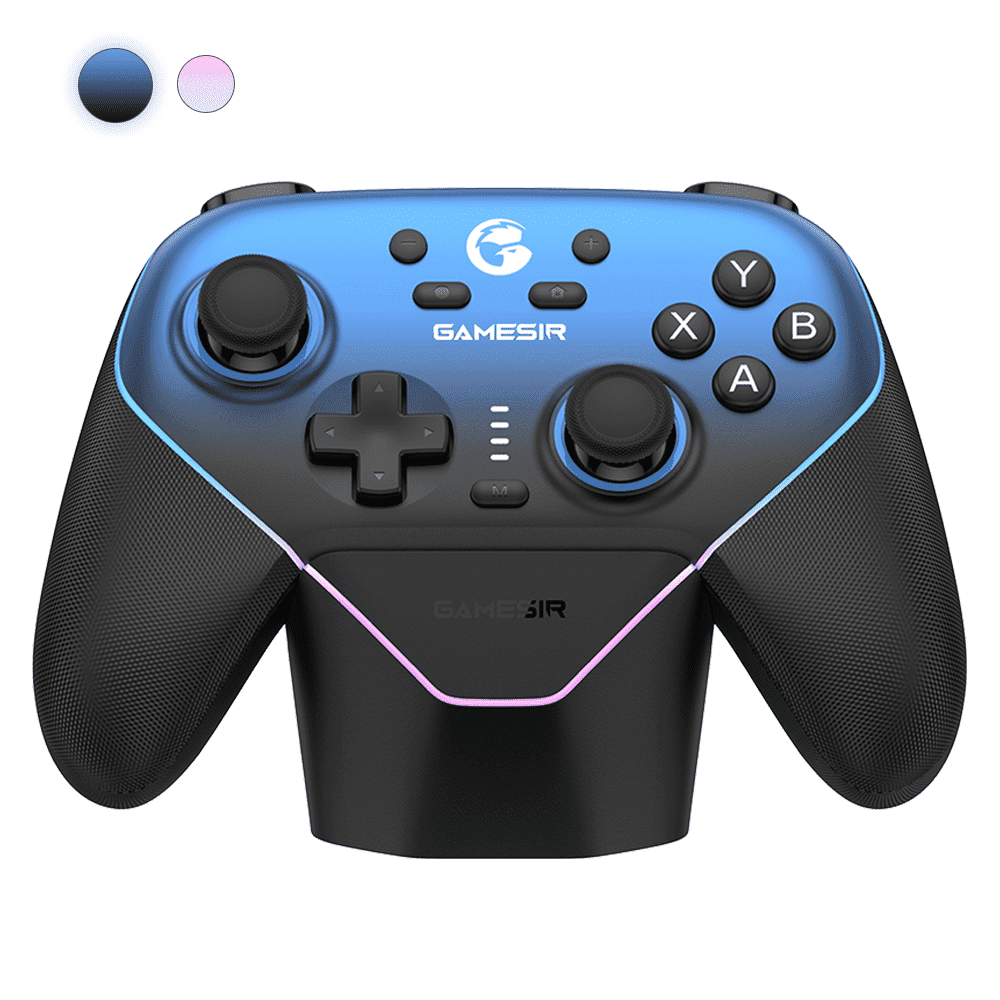 GameSir Super Nova Controlador de Juegos Inalámbrico para PC/Switch2/iOS/Android  Efecto Hall Stick & Gatillo  Empu aduras de Goma  Iluminación RGB  ABXY Intercambiable  Placa Frontal Desmontable  1000mAh con Base de Carga