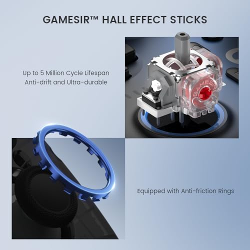 GameSir Super Nova Wireless Gaming Controller for PC/Switch/Switch 2/iOS/Android  1000Hz Polling Rate  Hall Effect Stick & Trigger  Rubberized Grips  RGB Lighting  1000mAh   Blue