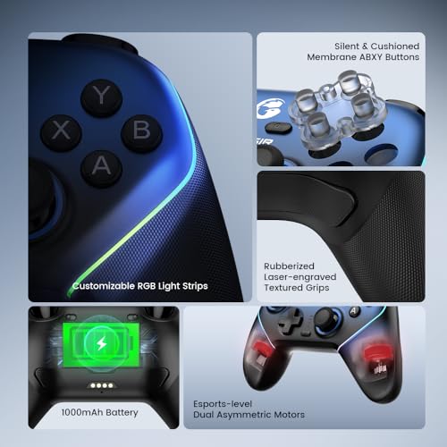 GameSir Super Nova Wireless Gaming Controller for PC/Switch/Switch 2/iOS/Android  1000Hz Polling Rate  Hall Effect Stick & Trigger  Rubberized Grips  RGB Lighting  1000mAh   Blue