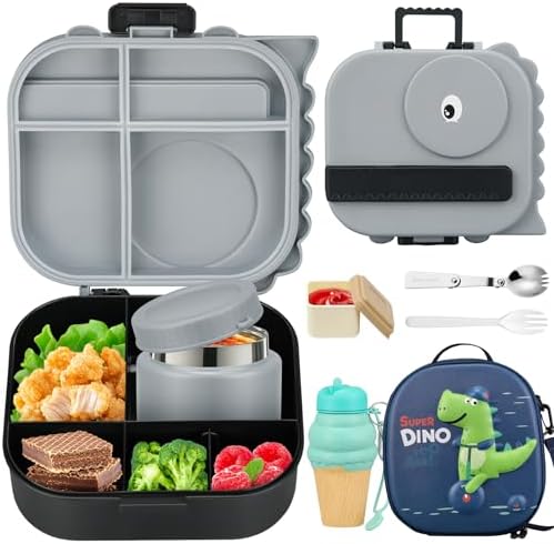 Game Lunch Box for Kids with Thermo 9oz Wide Mouth Stainless Food Jar and Insulated Lunch Bag Leakproof Lunch Box Set for Travel School