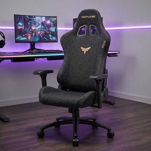 Gaming Chair 4D Adjustable Armrests   170  Reclining & 320lb Capacity  High Back Ergonomic Computer Chair with Lumbar Support  Fabric Office Chair for Adults  Black 