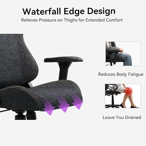 Gaming Chair 4D Adjustable Armrests   170  Reclining & 320lb Capacity  High Back Ergonomic Computer Chair with Lumbar Support  Fabric Office Chair for Adults  Black 