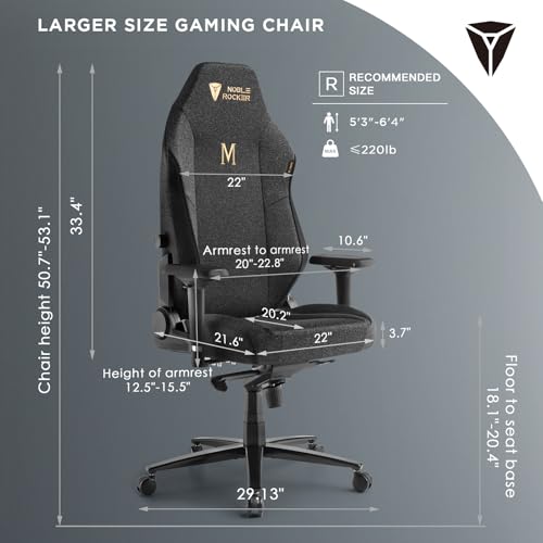 Gaming Chair Ergonomic PC Game Chair  Lumbar Support Headrest 4D Armrests Computer Chair  Big and Tall Comfortable  Fabric Grey  Regular
