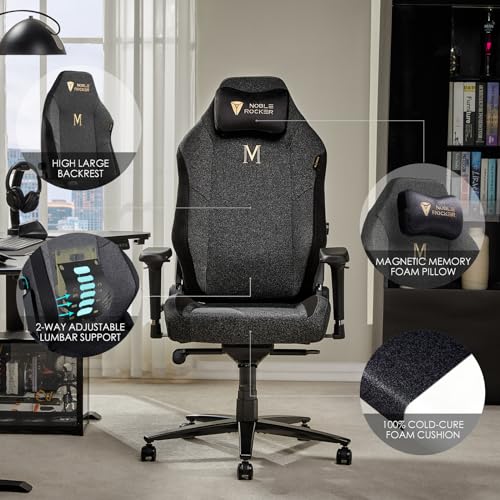 Gaming Chair Ergonomic PC Game Chair  Lumbar Support Headrest 4D Armrests Computer Chair  Big and Tall Comfortable  Fabric Grey  Regular