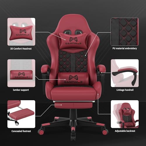 Gaming Chair  400 lbs Adult Chair  High Back Computer Chair with Footrest and Linked Armrests  Office Video Game Chair with Lumbar Support  Grey 