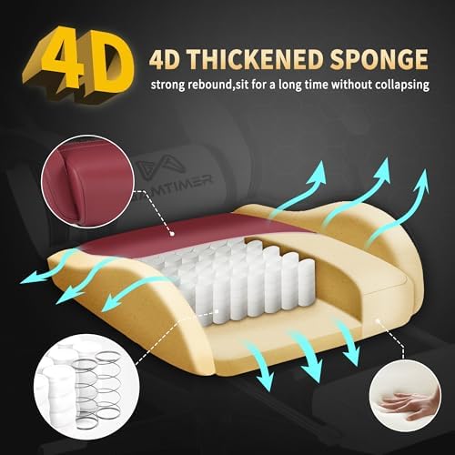 Gaming Chair  400 lbs Adult Chair  High Back Computer Chair with Footrest and Linked Armrests  Office Video Game Chair with Lumbar Support  Grey 