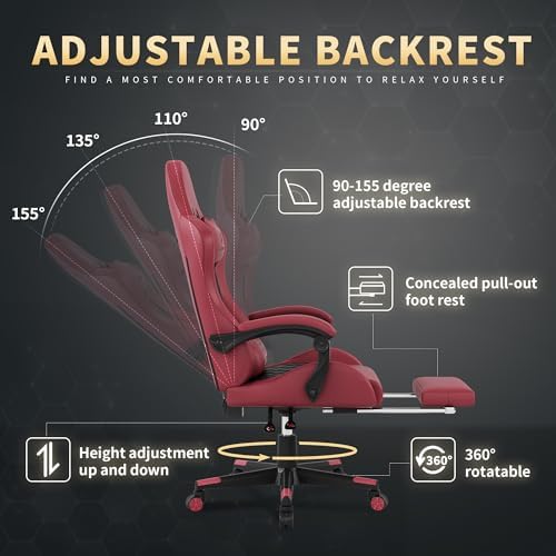 Gaming Chair  400 lbs Adult Chair  High Back Computer Chair with Footrest and Linked Armrests  Office Video Game Chair with Lumbar Support  Grey 