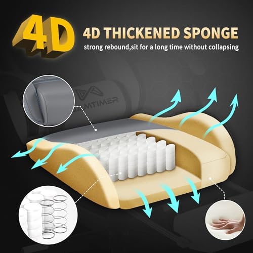 Gaming Chair  400 lbs Adult Chair  High Back Computer Chair with Footrest and Linked Armrests  Office Video Game Chair with Lumbar Support  Grey 