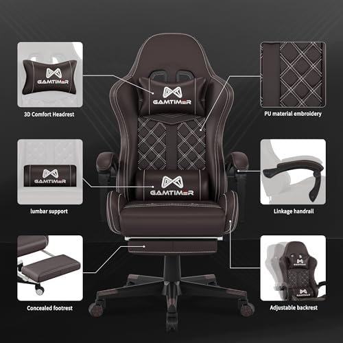 Gaming Chair  400 lbs Adult Chair  High Back Computer Chair with Footrest and Linked Armrests  Office Video Game Chair with Lumbar Support  Grey 