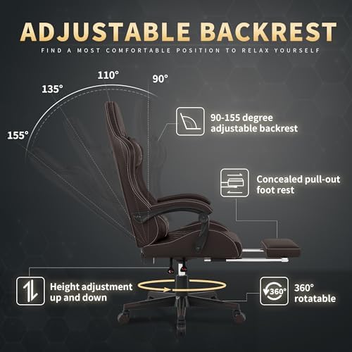 Gaming Chair  400 lbs Adult Chair  High Back Computer Chair with Footrest and Linked Armrests  Office Video Game Chair with Lumbar Support  Grey 