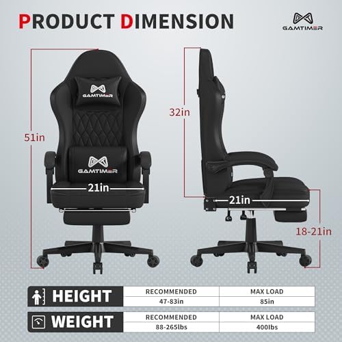 Gaming Chair  400 lbs Adult Chair  High Back Computer Chair with Footrest and Linked Armrests  Office Video Game Chair with Lumbar Support  Grey 
