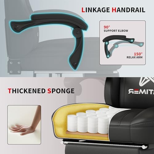 Gaming Chair  400 lbs Adult Chair  High Back Computer Chair with Footrest and Linked Armrests  Office Video Game Chair with Lumbar Support  Grey 