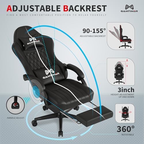 Gaming Chair  400 lbs Adult Chair  High Back Computer Chair with Footrest and Linked Armrests  Office Video Game Chair with Lumbar Support  Grey 