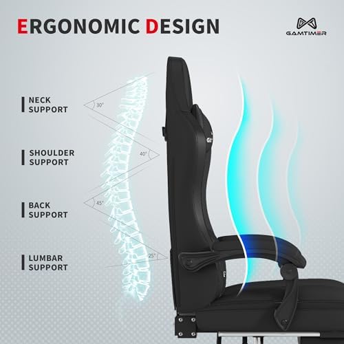 Gaming Chair  400 lbs Adult Chair  High Back Computer Chair with Footrest and Linked Armrests  Office Video Game Chair with Lumbar Support  Grey 