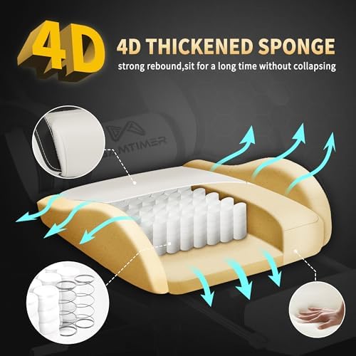 Gaming Chair  400 lbs Adult Chair  High Back Computer Chair with Footrest and Linked Armrests  Office Video Game Chair with Lumbar Support  Grey 