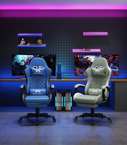 Gaming Chair  400 lbs Adult Chair  High Back Computer Chair with Footrest and Linked Armrests  Office Video Game Chair with Lumbar Support  Grey 