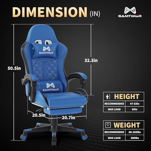Gaming Chair  400 lbs Adult Chair  High Back Computer Chair with Footrest and Linked Armrests  Office Video Game Chair with Lumbar Support  Grey 