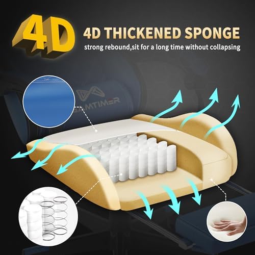 Gaming Chair  400 lbs Adult Chair  High Back Computer Chair with Footrest and Linked Armrests  Office Video Game Chair with Lumbar Support  Grey 