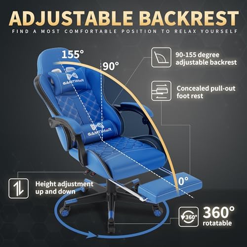 Gaming Chair  400 lbs Adult Chair  High Back Computer Chair with Footrest and Linked Armrests  Office Video Game Chair with Lumbar Support  Grey 