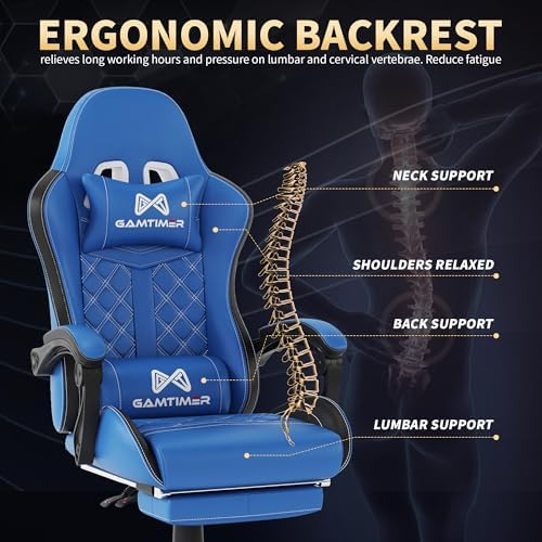 Gaming Chair  400 lbs Adult Chair  High Back Computer Chair with Footrest and Linked Armrests  Office Video Game Chair with Lumbar Support  Grey 