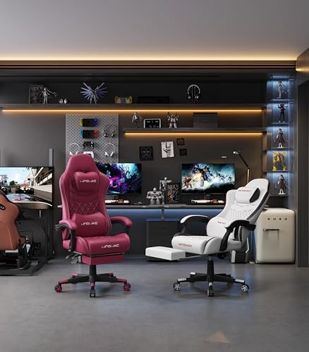 Gaming Chair  400 lbs Adult Chair  High Back Computer Chair with Footrest and Linked Armrests  Office Video Game Chair with Lumbar Support  Grey 