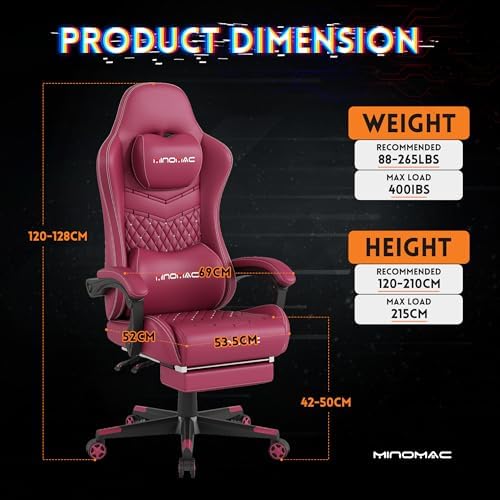 Gaming Chair  400 lbs Adult Chair  High Back Computer Chair with Footrest and Linked Armrests  Office Video Game Chair with Lumbar Support  Grey 