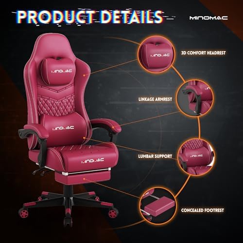 Gaming Chair  400 lbs Adult Chair  High Back Computer Chair with Footrest and Linked Armrests  Office Video Game Chair with Lumbar Support  Grey 