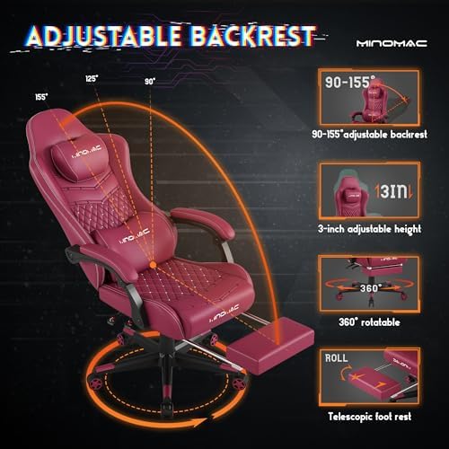Gaming Chair  400 lbs Adult Chair  High Back Computer Chair with Footrest and Linked Armrests  Office Video Game Chair with Lumbar Support  Grey 