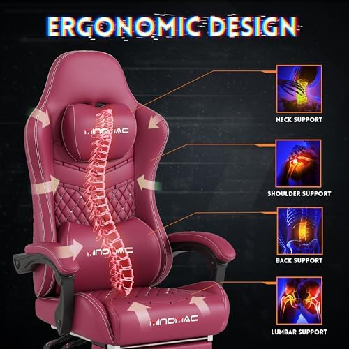 Gaming Chair  400 lbs Adult Chair  High Back Computer Chair with Footrest and Linked Armrests  Office Video Game Chair with Lumbar Support  Grey 