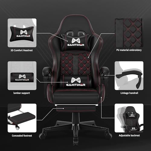 Gaming Chair  400 lbs Adult Chair  High Back Computer Chair with Footrest and Linked Armrests  Office Video Game Chair with Lumbar Support  Grey 