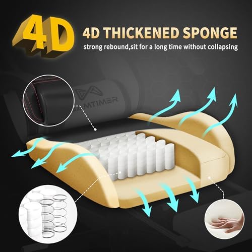 Gaming Chair  400 lbs Adult Chair  High Back Computer Chair with Footrest and Linked Armrests  Office Video Game Chair with Lumbar Support  Grey 