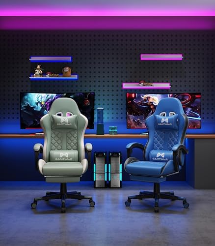 Gaming Chair  400 lbs Adult Chair  High Back Computer Chair with Footrest and Linked Armrests  Office Video Game Chair with Lumbar Support  Grey 