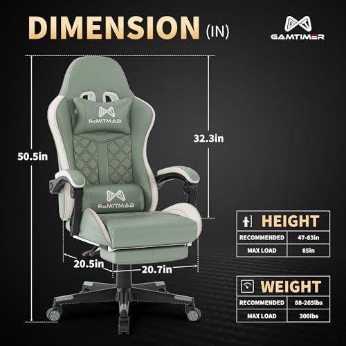 Gaming Chair  400 lbs Adult Chair  High Back Computer Chair with Footrest and Linked Armrests  Office Video Game Chair with Lumbar Support  Grey 