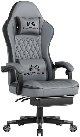 Gaming Chair  400 lbs Adult Chair  High Back Computer Chair with Footrest and Linked Armrests  Office Video Game Chair with Lumbar Support  Grey 