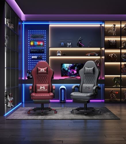 Gaming Chair  400 lbs Adult Chair  High Back Computer Chair with Footrest and Linked Armrests  Office Video Game Chair with Lumbar Support  Grey 