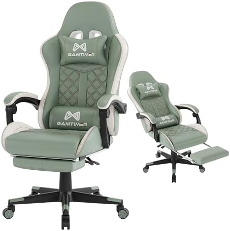 Gaming Chair  400 lbs Adult Chair  High Back Computer Chair with Footrest and Linked Armrests  Office Video Game Chair with Lumbar Support  Grey 