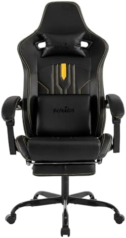Gaming Chair with Footrest Ergonomic Computer Chair Massage Lumbar Cushion  Racing Video Game Chair Adjustable Rocker Recliner Executive Office Desk Chair Pu Leather for Adults