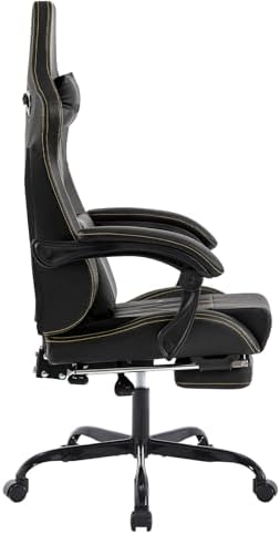 Gaming Chair with Footrest Ergonomic Computer Chair Massage Lumbar Cushion  Racing Video Game Chair Adjustable Rocker Recliner Executive Office Desk Chair Pu Leather for Adults