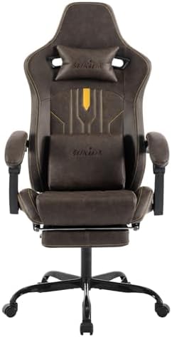 Gaming Chair with Footrest Ergonomic Computer Chair Massage Lumbar Cushion  Racing Video Game Chair Adjustable Rocker Recliner Executive Office Desk Chair Pu Leather for Adults