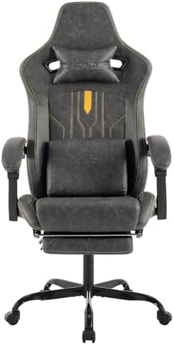 Gaming Chair with Footrest Ergonomic Computer Chair Massage Lumbar Cushion  Racing Video Game Chair Adjustable Rocker Recliner Executive Office Desk Chair Pu Leather for Adults