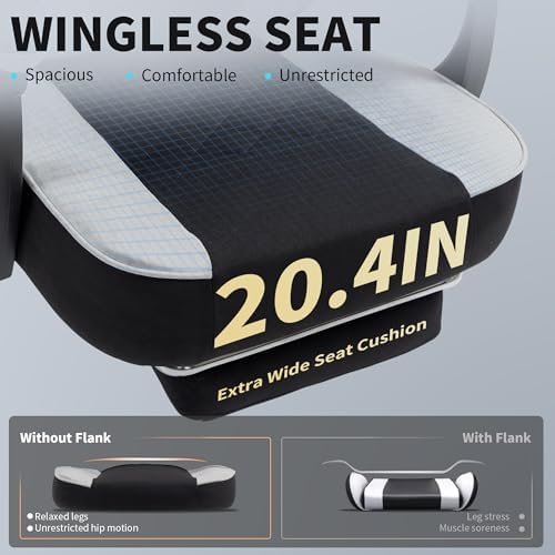 Gaming Chair with Footrest for Adults   Ergonomic Gaming Chairs with Foot Rest   Big and Tall Computer Game Chair   Fabric Reclining Video Game Chairs with Spring Cushion   Black/Light Grey