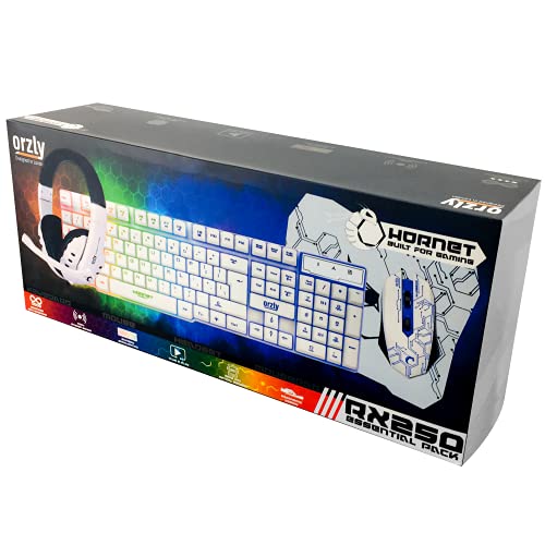 Gaming Keyboard and Mouse and Gaming Headset & Mouse Pad  Wired LED RGB Backlight Bundle for PC Gamers Users   4 in 1 White Edition Hornet RX 250