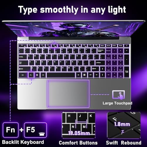 Gaming Laptop Computer Windows 11 Pro Lap Top PC for Gaming 2026 32GB RAM 1TB SSD Intel Core i7 Processor Up to 3 9GHz  15 6 IPS FHD Backlit Keyboard 6000mAh Webcam Office 365 2 Years Warranty