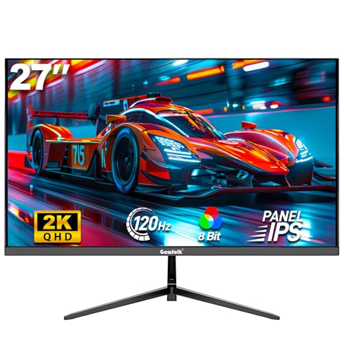 Gaming Monitor 27 inch QHD IPS  PC Screen 120Hz 2K  2560 1440P   Ultra Thin Zero Frame Computer Display for Home Office Business  DP  HDMI  Wall Mounted