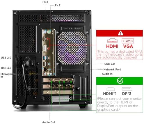 Gaming PC Desktop Ryzen 7 5700X  GeForce RTX 5060  16GB DDR4 RAM  1TB NVME SSD  Prebuilt Tower Computer for Gaming  Home VR  Black 