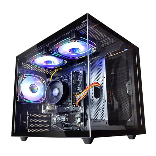 Gaming PC   Ryzen5 5600GT   Nvme SSD 512G   16GB RAM   WiFi 6 Prebuilt Towers Desktop Computer Black