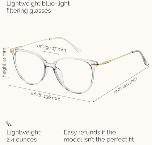 Gaoye Blue Light Blocking Glasses   Trending Round TR90 Frames  Metal Arms  UV400 Protection   Matching Soft Case